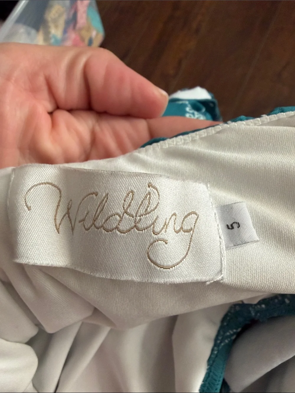 Well Dressed Wolf Teal Ruffle One-Piece Swimsuit with White Print (Wildling)